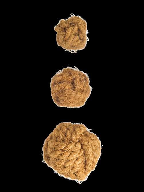 Coconut fiber pet balls in three sizes