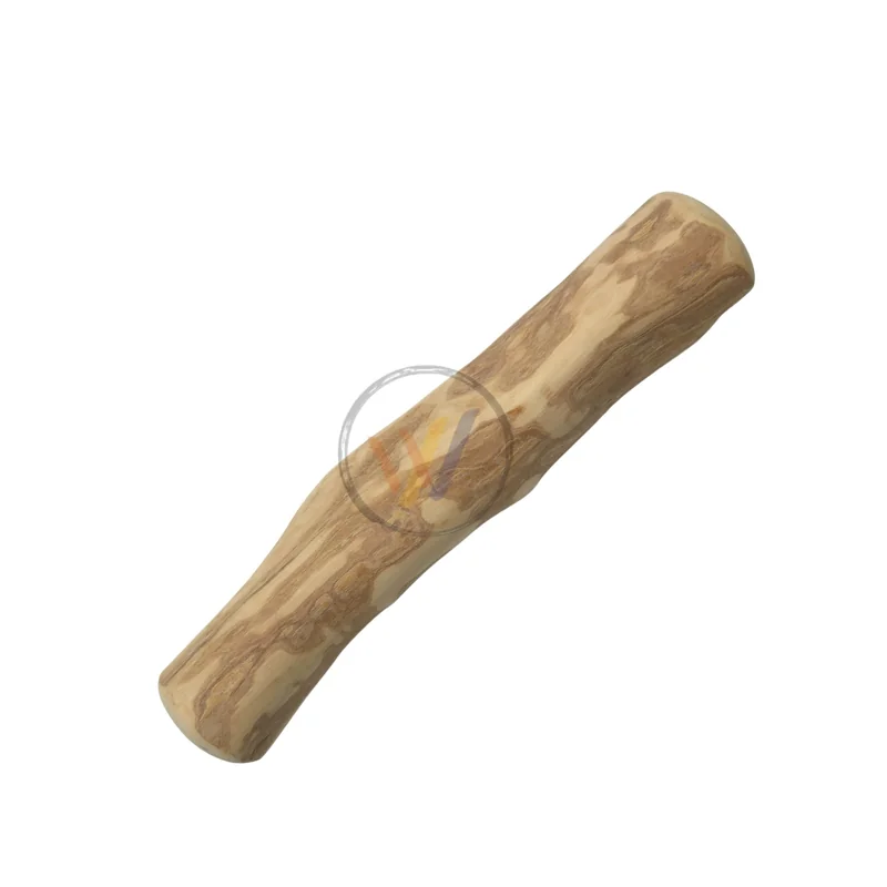 Finished coffee wood chew stick on a light background